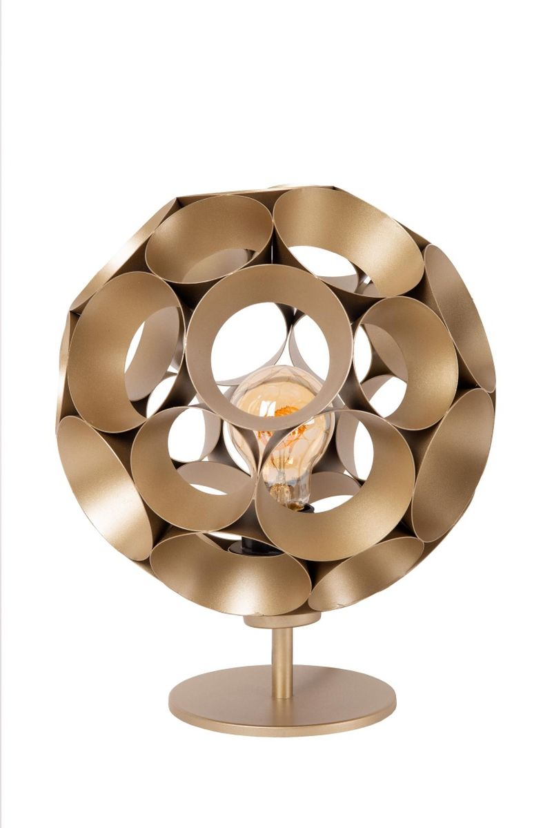 Lucide HANNELORE - Stolová lampa - Ø 25 cm - 1xE27 - Matt Gold / Mosadz